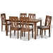 Baxton Studio Cherese Modern and Contemporary Grey Fabric Upholstered and Walnut Brown Finished Wood 7-Piece Dining Set - RH334C-Grey/Walnut-7PC Dining Set