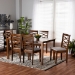 Baxton Studio Lanier Modern and Contemporary Grey Fabric Upholstered and Walnut Brown Finished Wood 7-Piece Dining Set - RH318C-Grey/Walnut-7PC Dining Set