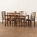 Baxton Studio Lanier Modern and Contemporary Grey Fabric Upholstered and Walnut Brown Finished Wood 7-Piece Dining Set - RH318C-Grey/Walnut-7PC Dining Set