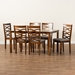Baxton Studio Lanier Modern and Contemporary Grey Fabric Upholstered and Walnut Brown Finished Wood 7-Piece Dining Set - RH318C-Grey/Walnut-7PC Dining Set