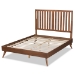 Baxton Studio Saki Mid-Century Modern Walnut Brown Finished Wood King Size Platform Bed - Saki-Ash Walnut-King