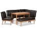 Baxton Studio Daymond Mid-Century Modern Dark Brown Faux Leather Upholstered and Walnut Brown Finished Wood 5-Piece Dining Nook Set