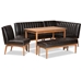 Baxton Studio Daymond Mid-Century Modern Dark Brown Faux Leather Upholstered and Walnut Brown Finished Wood 5-Piece Dining Nook Set