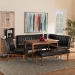 Baxton Studio Daymond Mid-Century Modern Dark Brown Faux Leather Upholstered and Walnut Brown Finished Wood 5-Piece Dining Nook Set - BBT8051.12-Dark Brown/Walnut-5PC Dining Nook Set