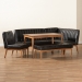 Baxton Studio Daymond Mid-Century Modern Dark Brown Faux Leather Upholstered and Walnut Brown Finished Wood 5-Piece Dining Nook Set - BBT8051.12-Dark Brown/Walnut-5PC Dining Nook Set