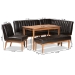 Baxton Studio Daymond Mid-Century Modern Dark Brown Faux Leather Upholstered and Walnut Brown Finished Wood 5-Piece Dining Nook Set - BBT8051.12-Dark Brown/Walnut-5PC Dining Nook Set