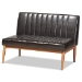 Baxton Studio Daymond Mid-Century Modern Dark Brown Faux Leather Upholstered and Walnut Brown Finished Wood 5-Piece Dining Nook Set - BBT8051.12-Dark Brown/Walnut-5PC Dining Nook Set