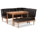 Baxton Studio Daymond Mid-Century Modern Dark Brown Faux Leather Upholstered and Walnut Brown Finished Wood 4-Piece Dining Nook Set