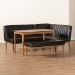 Baxton Studio Daymond Mid-Century Modern Dark Brown Faux Leather Upholstered and Walnut Brown Finished Wood 4-Piece Dining Nook Set - BBT8051.12-Dark Brown/Walnut-4PC Dining Nook Set
