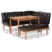 Baxton Studio Daymond Mid-Century Modern Dark Brown Faux Leather Upholstered and Walnut Brown Finished Wood 4-Piece Dining Nook Set - BBT8051.12-Dark Brown/Walnut-4PC Dining Nook Set