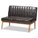 Baxton Studio Daymond Mid-Century Modern Dark Brown Faux Leather Upholstered and Walnut Brown Finished Wood 4-Piece Dining Nook Set - BBT8051.12-Dark Brown/Walnut-4PC Dining Nook Set