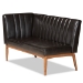 Baxton Studio Daymond Mid-Century Modern Dark Brown Faux Leather Upholstered and Walnut Brown Finished Wood 4-Piece Dining Nook Set - BBT8051.12-Dark Brown/Walnut-4PC Dining Nook Set
