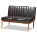 Baxton Studio Daymond Mid-Century Modern Dark Brown Faux Leather Upholstered and Walnut Brown Finished Wood 2-Piece Dining Nook Banquette Set - BBT8051.12-Dark Brown/Walnut-2PC SF Bench