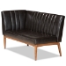Baxton Studio Daymond Mid-Century Modern Dark Brown Faux Leather Upholstered and Walnut Brown Finished Wood 2-Piece Dining Nook Banquette Set - BBT8051.12-Dark Brown/Walnut-2PC SF Bench