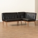 Baxton Studio Daymond Mid-Century Modern Dark Brown Faux Leather Upholstered and Walnut Brown Finished Wood 2-Piece Dining Nook Banquette Set - BBT8051.12-Dark Brown/Walnut-2PC SF Bench