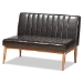 Baxton Studio Daymond Mid-Century Modern Dark Brown Faux Leather Upholstered and Walnut Brown Finished Wood 3-Piece Dining Nook Set - BBT8051.12-Dark Brown/Walnut-3PC Dining Nook Set