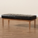 Baxton Studio Daymond Mid-Century Modern Dark Brown Faux Leather Upholstered and Walnut Brown Finished Wood Dining Bench - BBT8051.12-Dark Brown/Walnut-Bench