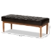 Baxton Studio Daymond Mid-Century Modern Dark Brown Faux Leather Upholstered and Walnut Brown Finished Wood Dining Bench - BBT8051.12-Dark Brown/Walnut-Bench