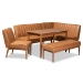 Baxton Studio Daymond Mid-Century Modern Tan Faux Leather Upholstered and Walnut Brown Finished Wood 5-Piece Dining Nook Set