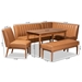 Baxton Studio Daymond Mid-Century Modern Tan Faux Leather Upholstered and Walnut Brown Finished Wood 5-Piece Dining Nook Set - BBT8051.12-Tan/Walnut-5PC Dining Nook Set