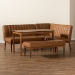 Baxton Studio Daymond Mid-Century Modern Tan Faux Leather Upholstered and Walnut Brown Finished Wood 4-Piece Dining Nook Set - BBT8051.12-Tan/Walnut-4PC Dining Nook Set