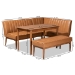Baxton Studio Daymond Mid-Century Modern Tan Faux Leather Upholstered and Walnut Brown Finished Wood 4-Piece Dining Nook Set - BBT8051.12-Tan/Walnut-4PC Dining Nook Set