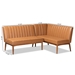 Baxton Studio Daymond Mid-Century Modern Tan Faux Leather Upholstered and Walnut Brown Finished Wood 2-Piece Dining Nook Banquette Set - BBT8051.12-Tan/Walnut-2PC SF Bench