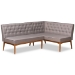 Baxton Studio Riordan Mid-Century Modern Grey Fabric Upholstered and Walnut Brown Finished Wood 2-Piece Dining Nook Banquette Set