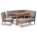 Baxton Studio Riordan Mid-Century Modern Grey Fabric Upholstered and Walnut Brown Finished Wood 5-Piece Dining Nook Set