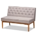 Baxton Studio Riordan Mid-Century Modern Grey Fabric Upholstered and Walnut Brown Finished Wood 5-Piece Dining Nook Set - BBT8051.13-Grey/Walnut-5PC Dining Nook Set