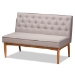 Baxton Studio Riordan Mid-Century Modern Grey Fabric Upholstered and Walnut Brown Finished Wood 2-Piece Dining Nook Banquette Set - BBT8051.13-Grey/Walnut-2PC SF Bench