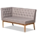 Baxton Studio Riordan Mid-Century Modern Grey Fabric Upholstered and Walnut Brown Finished Wood 2-Piece Dining Nook Banquette Set - BBT8051.13-Grey/Walnut-2PC SF Bench