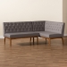 Baxton Studio Riordan Mid-Century Modern Grey Fabric Upholstered and Walnut Brown Finished Wood 2-Piece Dining Nook Banquette Set - BBT8051.13-Grey/Walnut-2PC SF Bench