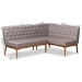Baxton Studio Riordan Mid-Century Modern Grey Fabric Upholstered and Walnut Brown Finished Wood 2-Piece Dining Nook Banquette Set - BBT8051.13-Grey/Walnut-2PC SF Bench
