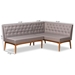 Baxton Studio Riordan Mid-Century Modern Grey Fabric Upholstered and Walnut Brown Finished Wood 2-Piece Dining Nook Banquette Set - BBT8051.13-Grey/Walnut-2PC SF Bench