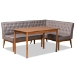Baxton Studio Riordan Mid-Century Modern Grey Fabric Upholstered and Walnut Brown Finished Wood 3-Piece Dining Nook Set