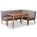 Baxton Studio Riordan Mid-Century Modern Grey Fabric Upholstered and Walnut Brown Finished Wood 3-Piece Dining Nook Set - BBT8051.13-Grey/Walnut-3PC Dining Nook Set