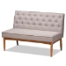 Baxton Studio Riordan Mid-Century Modern Grey Fabric Upholstered and Walnut Brown Finished Wood 3-Piece Dining Nook Set - BBT8051.13-Grey/Walnut-3PC Dining Nook Set