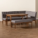 Baxton Studio Riordan Mid-Century Modern Grey Fabric Upholstered and Walnut Brown Finished Wood 4-Piece Dining Nook Set - BBT8051.13-Grey/Walnut-4PC Dining Nook Set