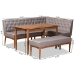 Baxton Studio Riordan Mid-Century Modern Grey Fabric Upholstered and Walnut Brown Finished Wood 4-Piece Dining Nook Set - BBT8051.13-Grey/Walnut-4PC Dining Nook Set