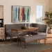 Baxton Studio Riordan Mid-Century Modern Grey Fabric Upholstered and Walnut Brown Finished Wood 4-Piece Dining Nook Set - BBT8051.13-Grey/Walnut-4PC Dining Nook Set