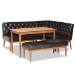 Baxton Studio Riordan Mid-Century Modern Dark Brown Faux Leather Upholstered and Walnut Brown Finished Wood 4-Piece Dining Nook Set