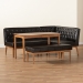 Baxton Studio Riordan Mid-Century Modern Dark Brown Faux Leather Upholstered and Walnut Brown Finished Wood 4-Piece Dining Nook Set - BBT8051.13-Dark Brown/Walnut-4PC Dining Nook Set