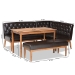 Baxton Studio Riordan Mid-Century Modern Dark Brown Faux Leather Upholstered and Walnut Brown Finished Wood 4-Piece Dining Nook Set - BBT8051.13-Dark Brown/Walnut-4PC Dining Nook Set