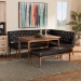 Baxton Studio Riordan Mid-Century Modern Dark Brown Faux Leather Upholstered and Walnut Brown Finished Wood 4-Piece Dining Nook Set - BBT8051.13-Dark Brown/Walnut-4PC Dining Nook Set