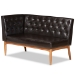 Baxton Studio Riordan Mid-Century Modern Dark Brown Faux Leather Upholstered and Walnut Brown Finished Wood 2-Piece Dining Nook Banquette Set - BBT8051.13-Dark Brown/Walnut-2PC SF Bench