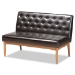 Baxton Studio Riordan Mid-Century Modern Dark Brown Faux Leather Upholstered and Walnut Brown Finished Wood 2-Piece Dining Nook Banquette Set - BBT8051.13-Dark Brown/Walnut-2PC SF Bench