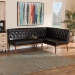 Baxton Studio Riordan Mid-Century Modern Dark Brown Faux Leather Upholstered and Walnut Brown Finished Wood 2-Piece Dining Nook Banquette Set - BBT8051.13-Dark Brown/Walnut-2PC SF Bench