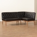 Baxton Studio Riordan Mid-Century Modern Dark Brown Faux Leather Upholstered and Walnut Brown Finished Wood 2-Piece Dining Nook Banquette Set - BBT8051.13-Dark Brown/Walnut-2PC SF Bench