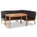 Baxton Studio Riordan Mid-Century Modern Dark Brown Faux Leather Upholstered and Walnut Brown Finished Wood 3-Piece Dining Nook Set - BBT8051.13-Dark Brown/Walnut-3PC Dining Nook Set